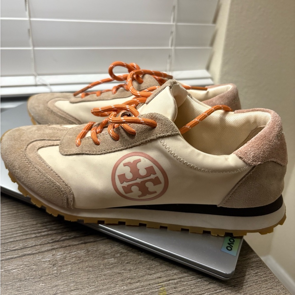 Tory Burch Women' Beige and Orange Sneakers